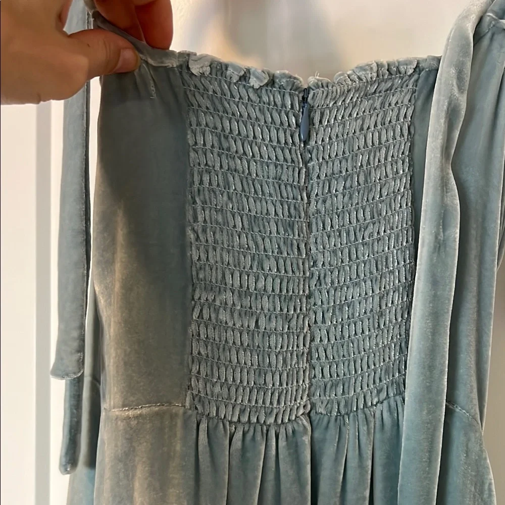 Reformation Velvet Elegant Blue Dress - Picture 6 of 7